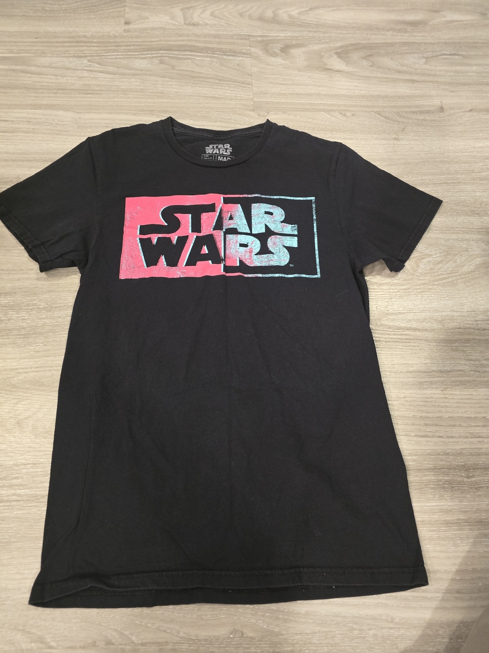 Star Wars Black Tee with Pink & Teal Split Logo